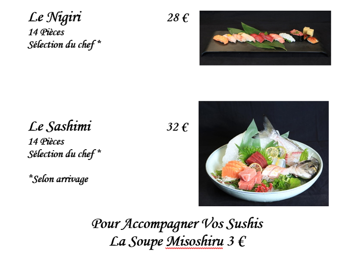Auberge du Pêcheur Saint Florent - Nigiri et Sashimi